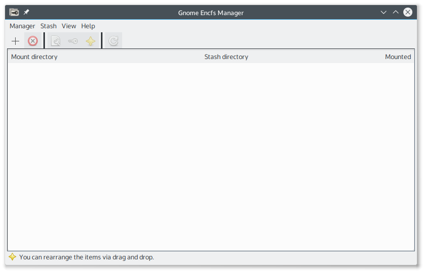 Gnome EncFS Manager Window