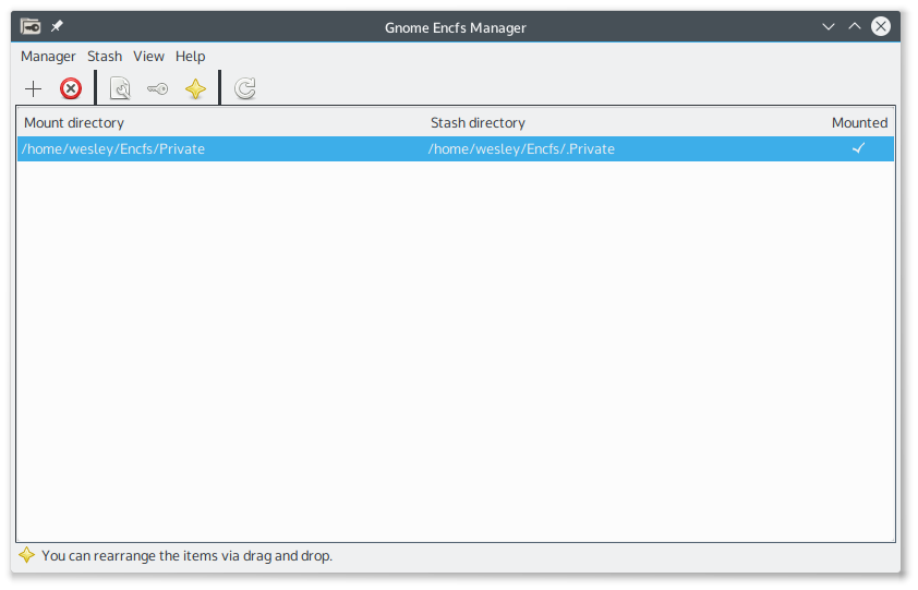 Gnome EncFS Manager folder
